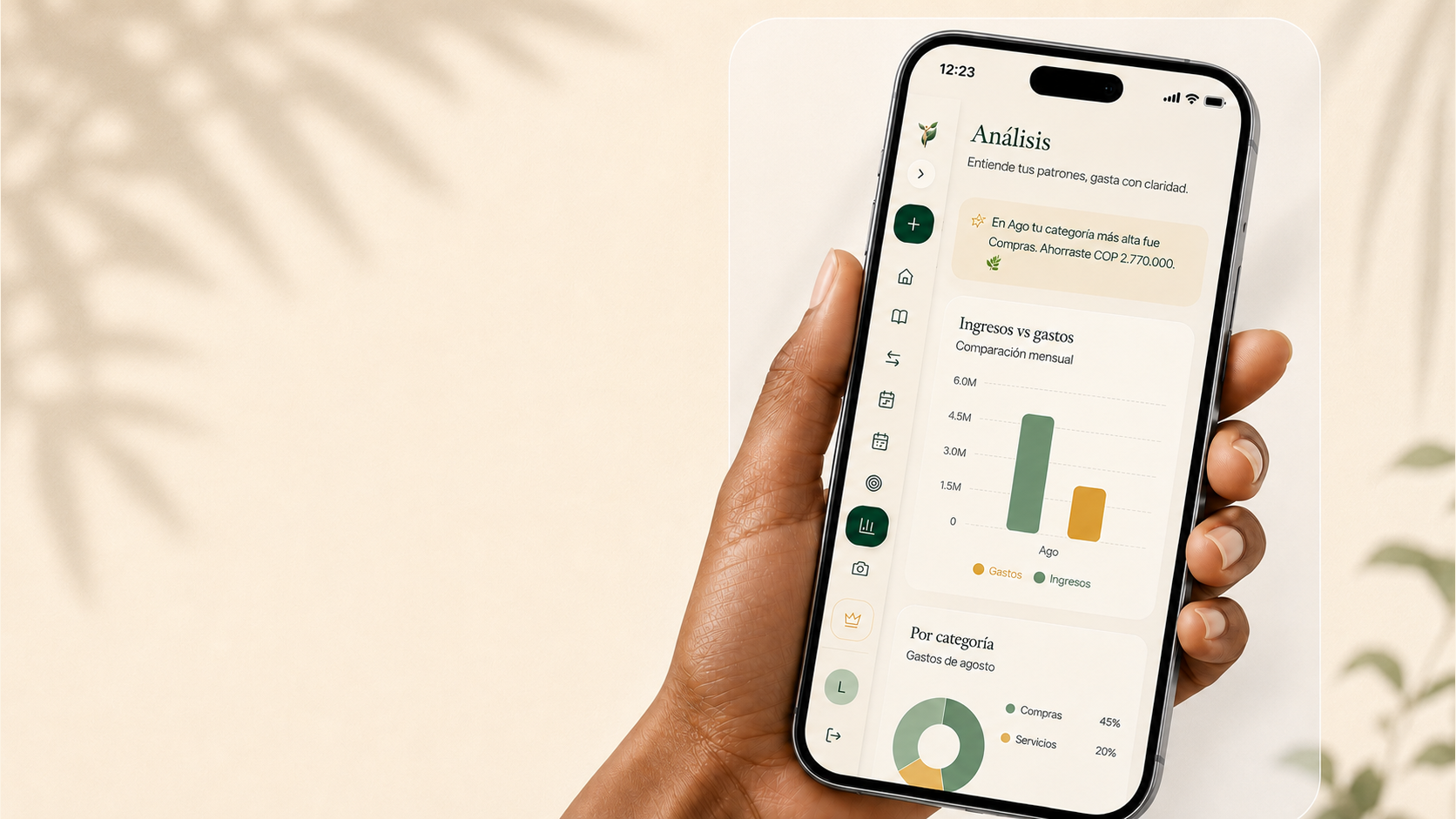 La app Brisa mostrando el análisis del mes